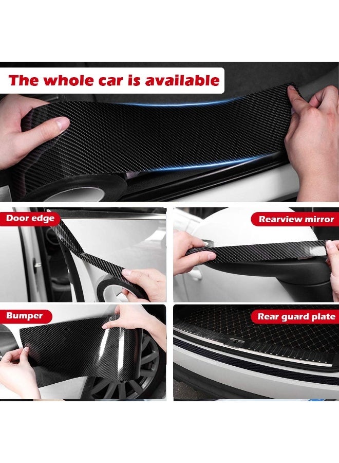 حراس حافة باب السيارة الكربون ، فيلم لف السيارة الألياف لامعة الفينيل الأسود فيلم لف السيارات اللاصق الذاتي فيلم حماية عتبة باب السيارة المضادة للاصطدام يناسب معظم السيارات (الأسود) - Image 4